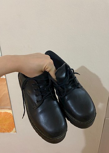 Bambi Siyah Platform Topuklu Goth Kadın Oxford Ayakkabı