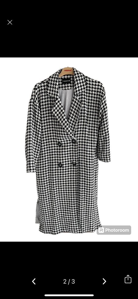 Fahhar Kazayağı Desenli Uzun Kaban - Görsel 2