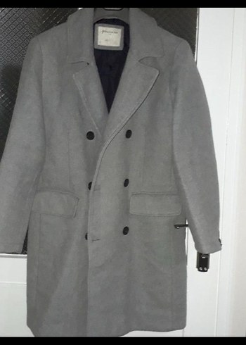 Stradivarius Gri Çift Düğmeli Kaban - Görsel 3