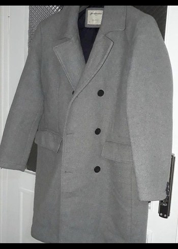 Stradivarius Gri Çift Düğmeli Kaban - Görsel 4