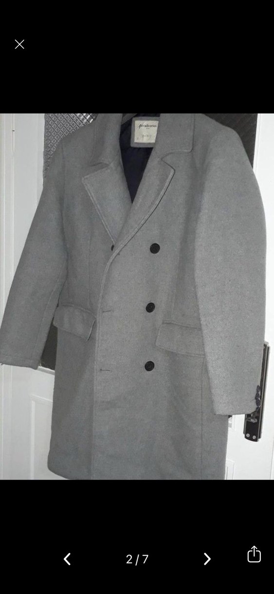 Stradivarius Gri Çift Düğmeli Kaban - Görsel 4