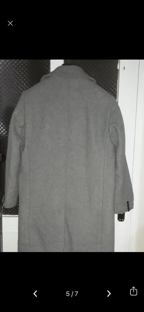 Stradivarius Gri Çift Düğmeli Kaban - Görsel 5