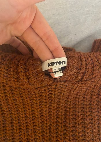 Kadın kiremit-kahve süveter koton - Görsel 4