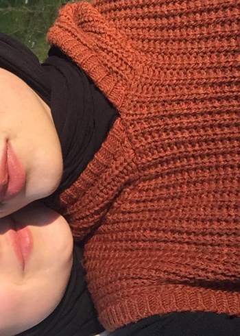 Kadın kiremit-kahve süveter koton - Görsel 2