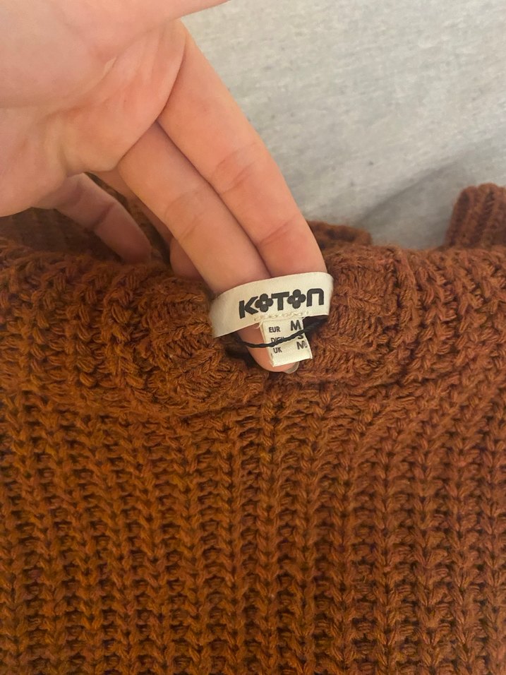 Kadın kiremit-kahve süveter koton - Görsel 4