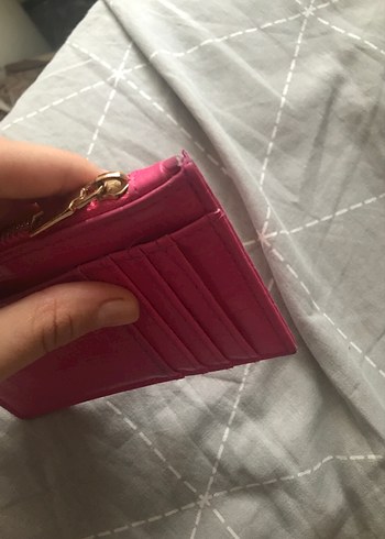 Parlak Pembe Yılan Derisi Desenli Deri Cüzdan - Görsel 2