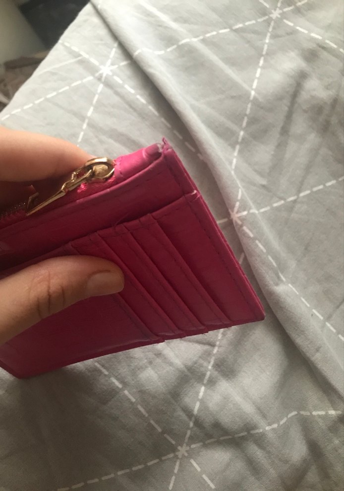 Parlak Pembe Yılan Derisi Desenli Deri Cüzdan - Görsel 2