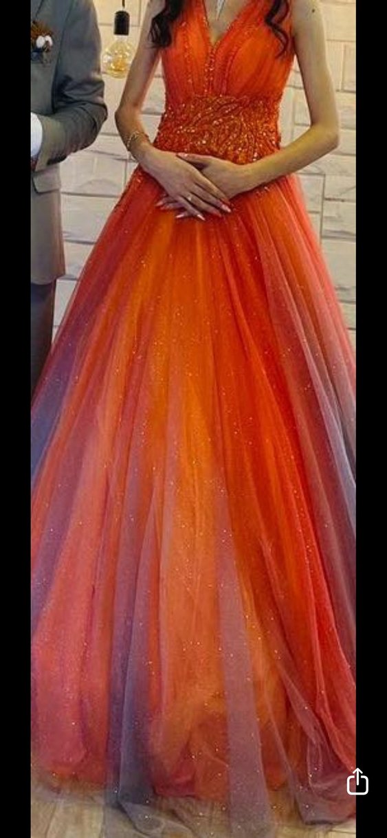 Turuncu gölgeli abiye - Görsel 2