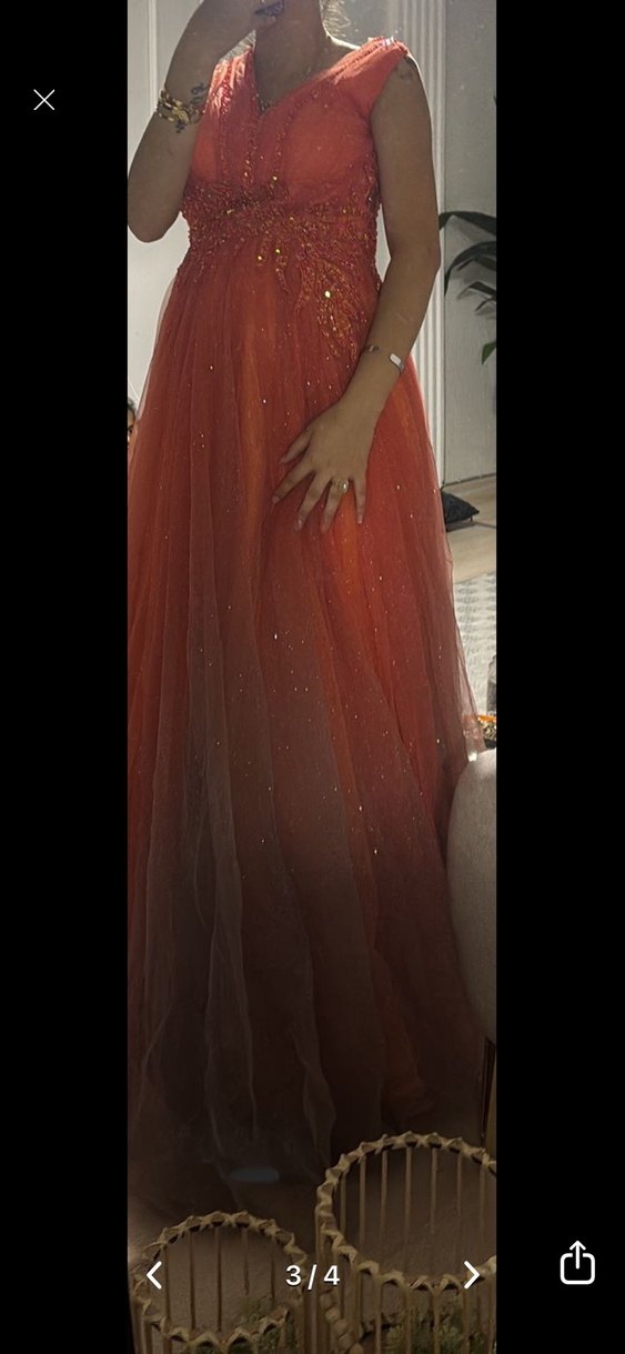 Turuncu gölgeli abiye - Görsel 3