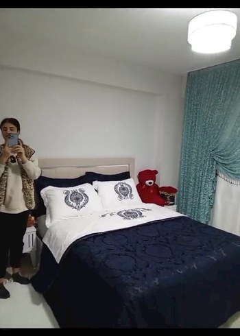 Nakışlı Mavi ve Gri Yatak Örtüsü - Görsel 2