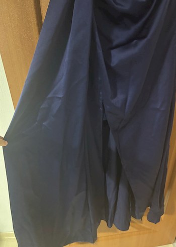 Kadın Lacivert Uzun Drapeli Abiye Elbise - Görsel 5