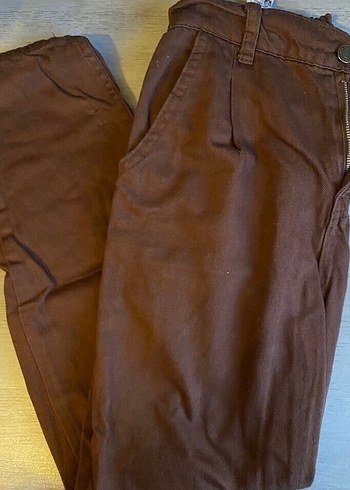 Kadın Kahverengi Bol Kesim Keten Pantolon - Görsel 2