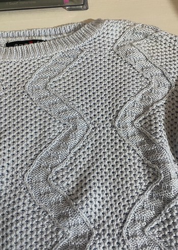 Gri Örgü Kadın Kazak - Görsel 3