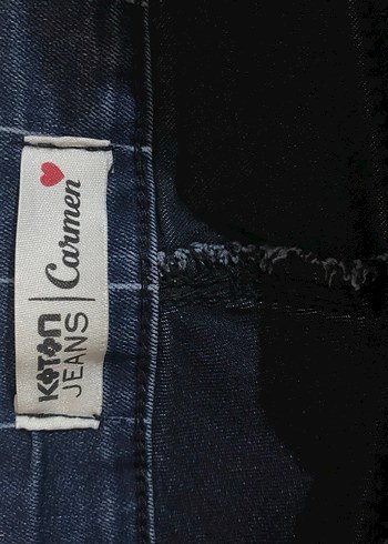 Düğmeli Lacivert Çizgili Kadın Kot Pantolon - Görsel 4