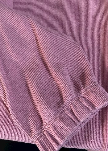 Pembe Baskılı Kadın Triko Sweatshirt - Görsel 3