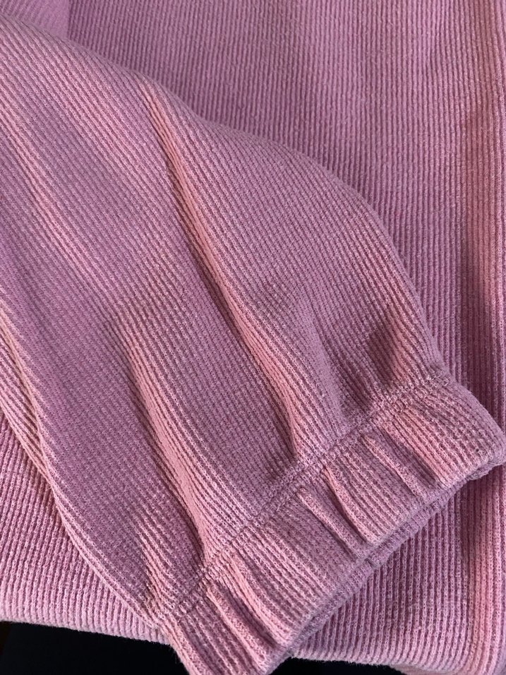 Pembe Baskılı Kadın Triko Sweatshirt - Görsel 3