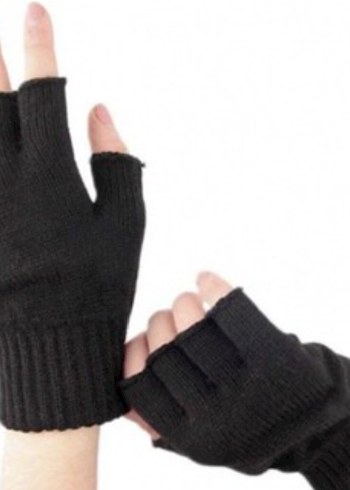 Örme Parmaksız Kadın Eldiveni - Gri - Görsel 2