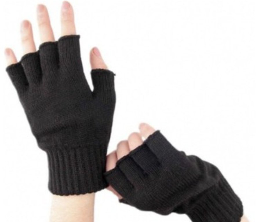 Örme Parmaksız Kadın Eldiveni - Gri - Görsel 2