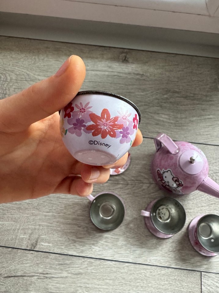 Metal Pembe oyuncak Çaydanlık Seti - Görsel 4