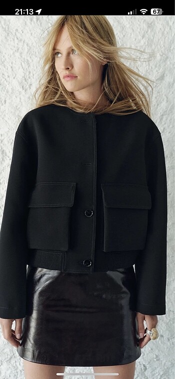 xs Beden siyah Renk ZARA ZW COLLECTION BOMBER CEKET