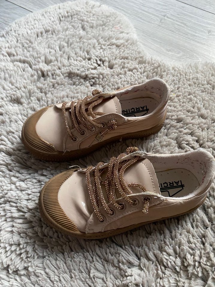 Bej Elastik Bağcıklı Kız Spor Ayakkabı - Görsel 2