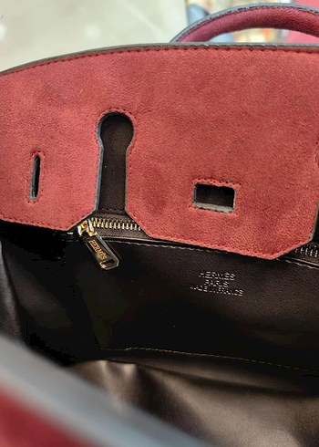 Bordo Süet Kadın Tokalı Çanta - Görsel 3