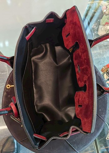 Bordo Süet Kadın Tokalı Çanta - Görsel 2