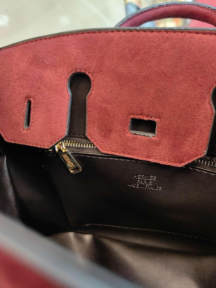 Bordo Süet Kadın Tokalı Çanta - Görsel 3