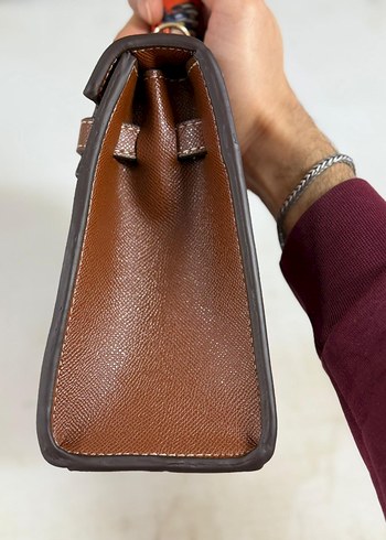Kahverengi Deri Tokalı Kadın Çanta - Görsel 5