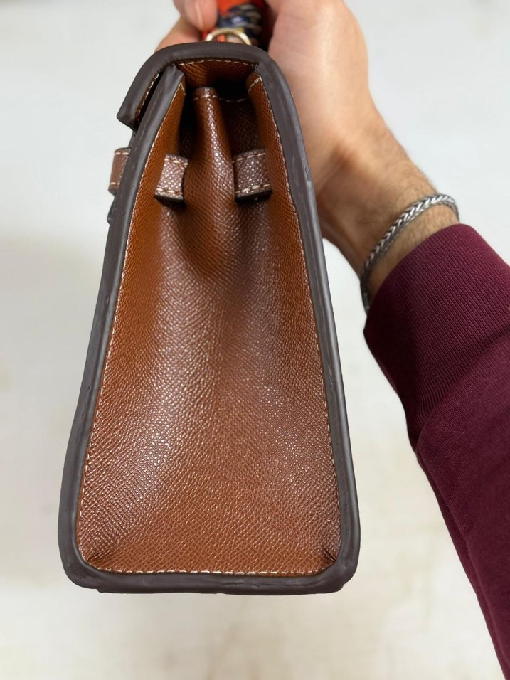 Kahverengi Deri Tokalı Kadın Çanta - Görsel 5
