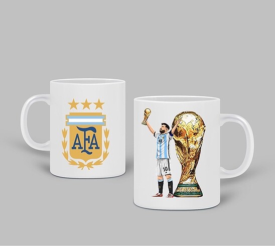 Messi Dünya Kupası Elinde Arjanti 3 Yıldız Baskılı Kupa Bardak