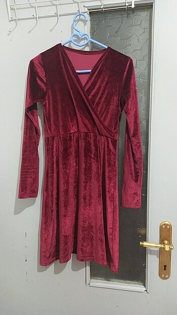 Bordo kadın kadife elbise 
