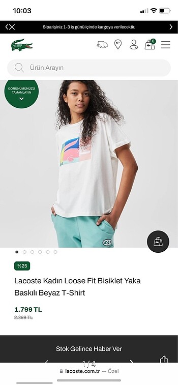 Lacoste Bisiklet Yaka Kadın Tşört