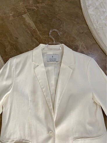 l Beden beyaz Renk Keten Stradivarius Blazer