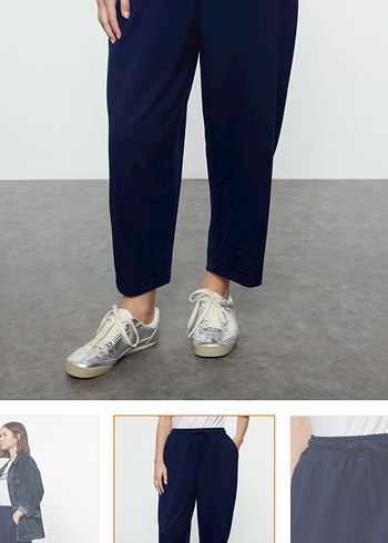 Zara Navy Midi Bol Kesim Pantolon