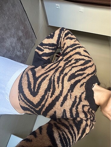 xs Beden siyah Renk HM ZEBRA DESENLİ TRİKO