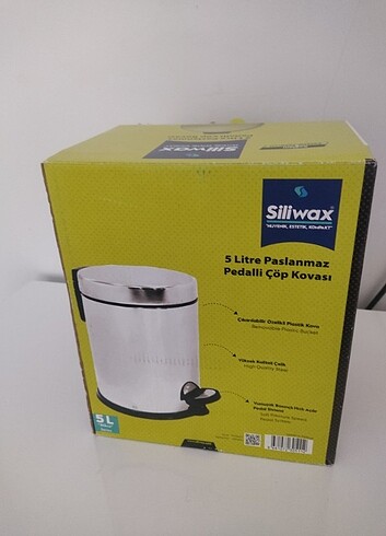 Beden beyaz Renk SİLİWAX 5 LT ELİT PASLANMAZ ÇÖP KOVASI - Pedallı