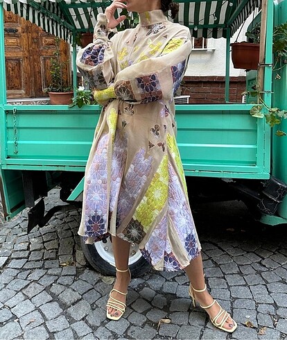 Özel tasarım jakar organze elbise - Görsel 5