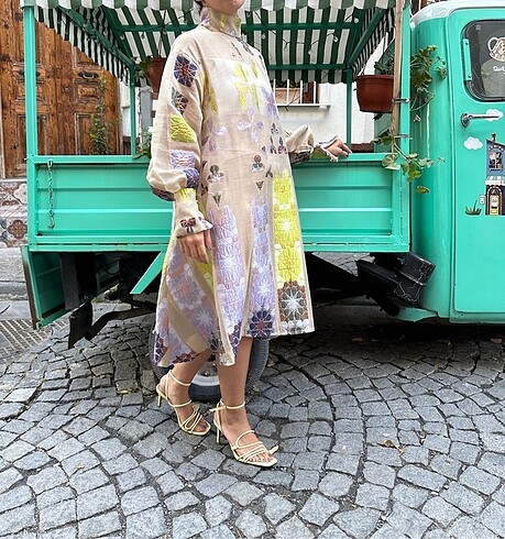 Özel tasarım jakar organze elbise - Görsel 8