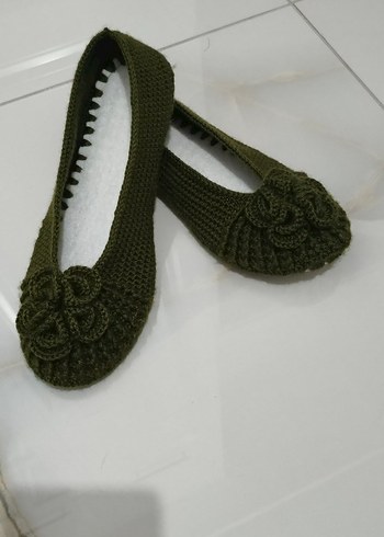 Kadın Haki Örgü Stiletto Düz Ayakkabı - Görsel 2