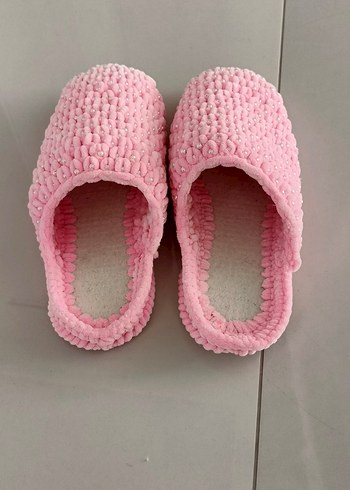 Pembe Örgü Kadın Ev Terliği - Görsel 4