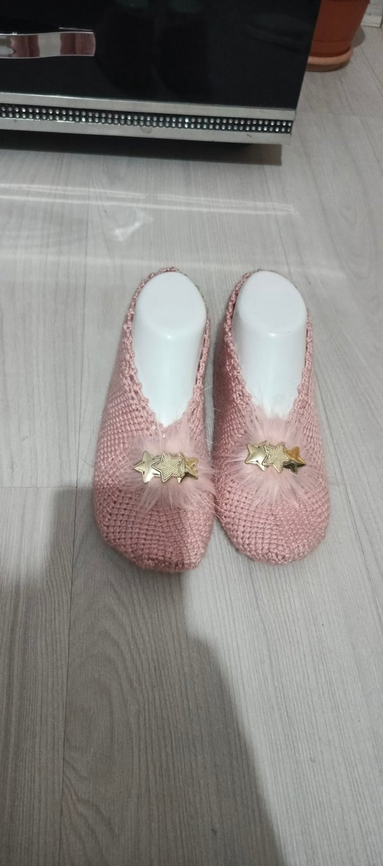 Pembe Örgü Kadın Tunus patik - Görsel 2