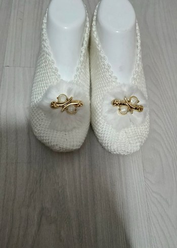 Beyaz Örgü Kadın Tunus patik - Görsel 3