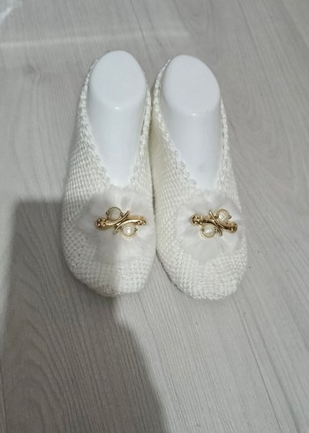 Beyaz Örgü Kadın Tunus patik - Görsel 2