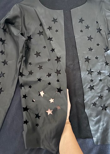 s Beden siyah Renk Yıldız Detaylı Gotik vintage ceket