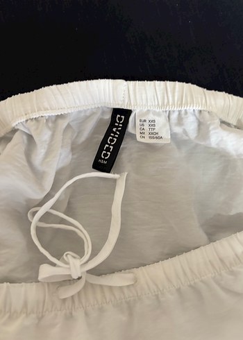 H&M Kadın Beyaz Keten Fırfırlı Midi Etek