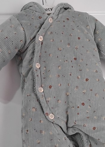 Gri Düğmeli Bebek Tulumu - Görsel 3