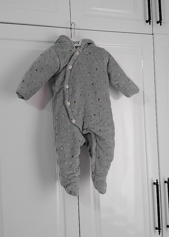 Gri Düğmeli Bebek Tulumu - Görsel 2