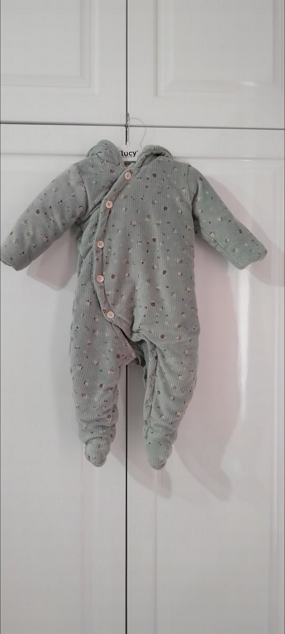 Gri Düğmeli Bebek Tulumu - Görsel 5