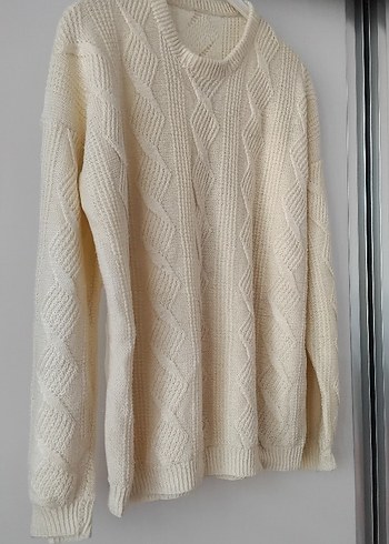 Bohem Stil Beyaz Örgü Kadın Kazak - Görsel 6